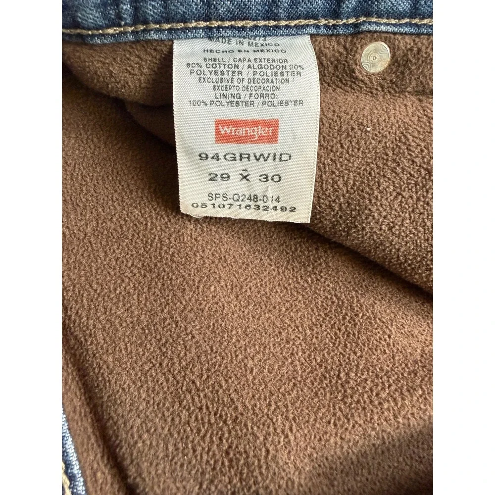 Wrangler Carpenter Jeans Fleece Lined Blue Denim Workwear Style Pants Size 29x30